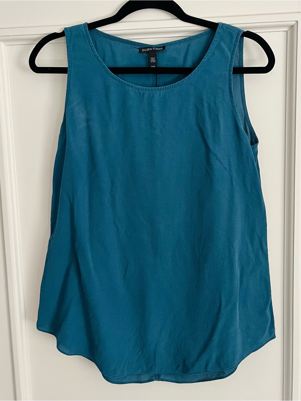 100% silk Eileen Fisher Teal Tank Top M | summer lightweight layers Lagenlook